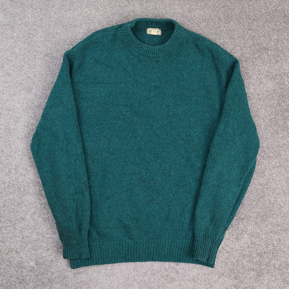 VTG L.L. Bean 80s Wool Knit Sweater Emerald Green 2XL Men's Made in USA - Picture 1 of 9